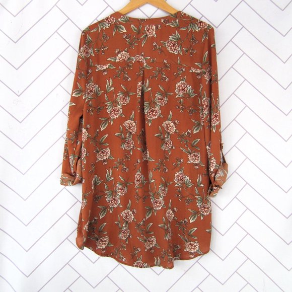 F21 Vintage Floral Rust Tunic Top Plus Size 2X - Picture 6 of 8